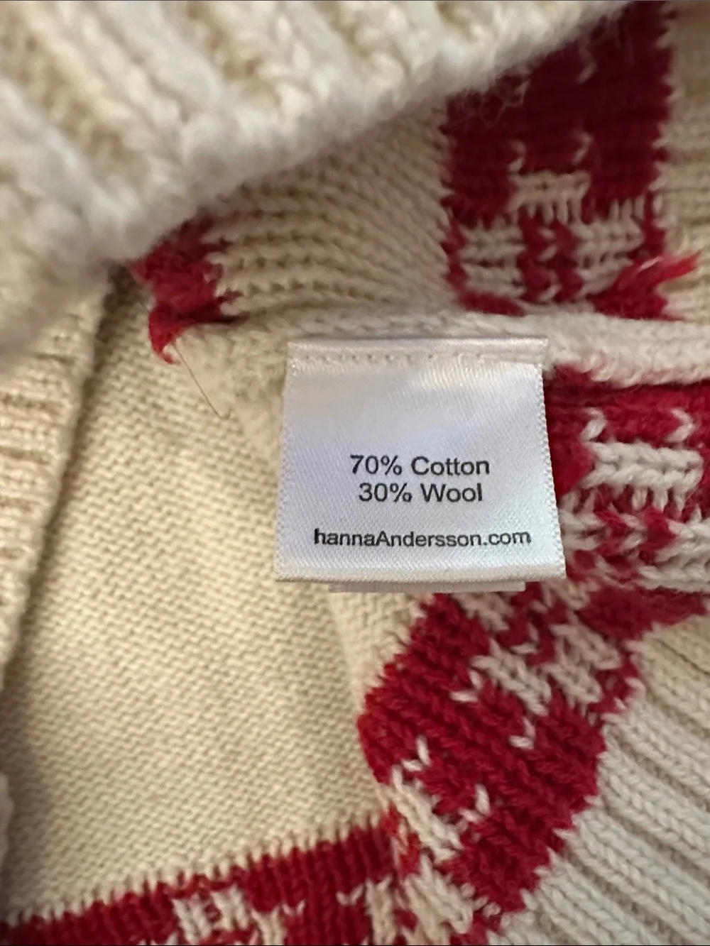 Hanna Andersson Cream Knit Holiday Dress with Red & Green Fair Isle Motif